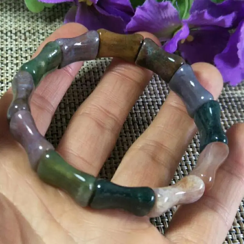 

Natural India Agate Bamboo Jade Bracelet Jewelry Lucky Exorcise Evil Spirits Amulet Jades Bracelet Women Fine Jewelry Accessorie