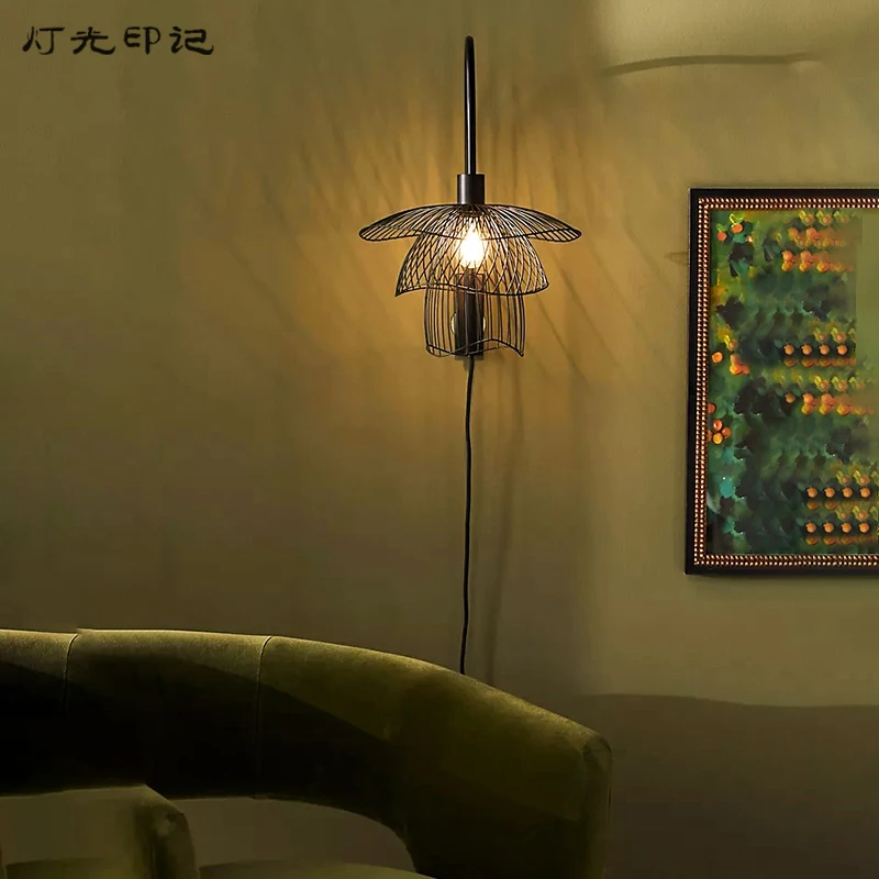 

Ретро прикроватная настенная лампа, дизайнерский железный светильник в китайском стиле для кабинета, гостиной, спальни, дзен