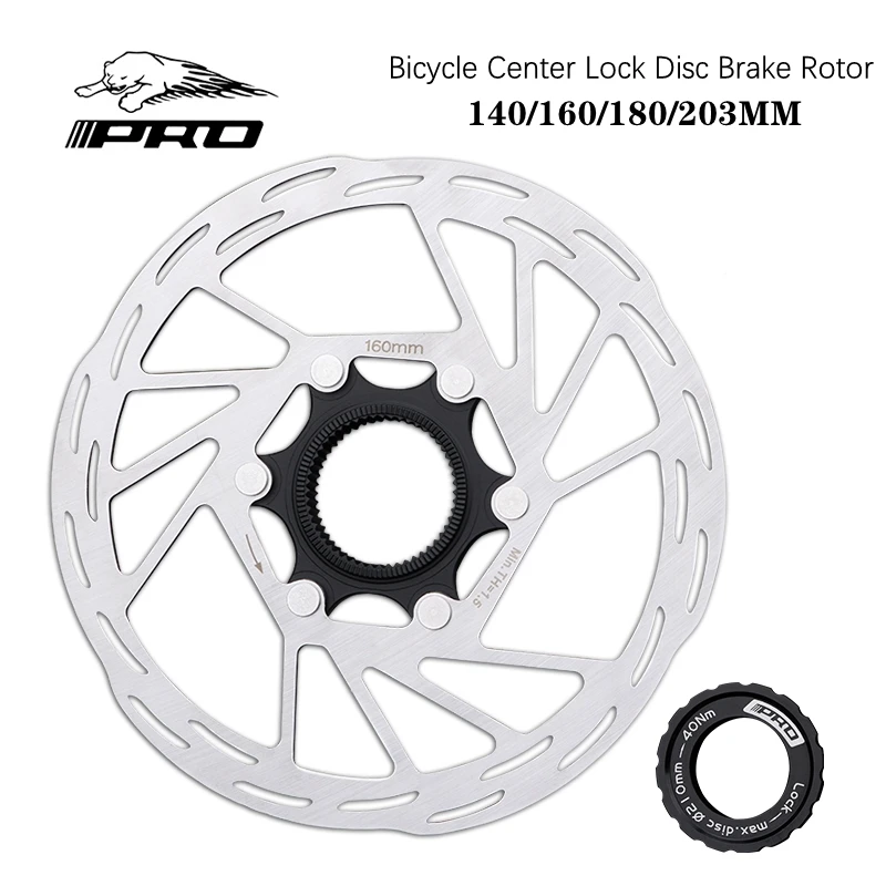 

IIIPRO Mountain Bike Center Lock Disc Brake Rotor140 160 180 203mm Road Bike Ultraligh Hollow Cooling Brake Rotor with Lock Ring