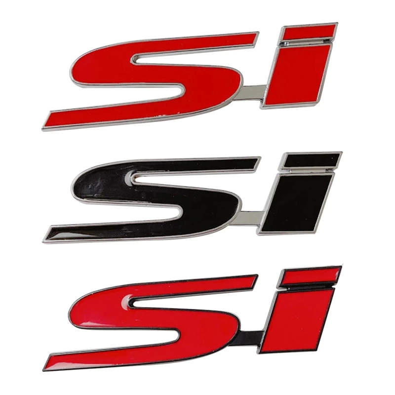 

3D SI Metal Decal Auto Side Fender Rear Tailgate Emblem Badge Sticker Decals Replacement Universal for hondaCivic
