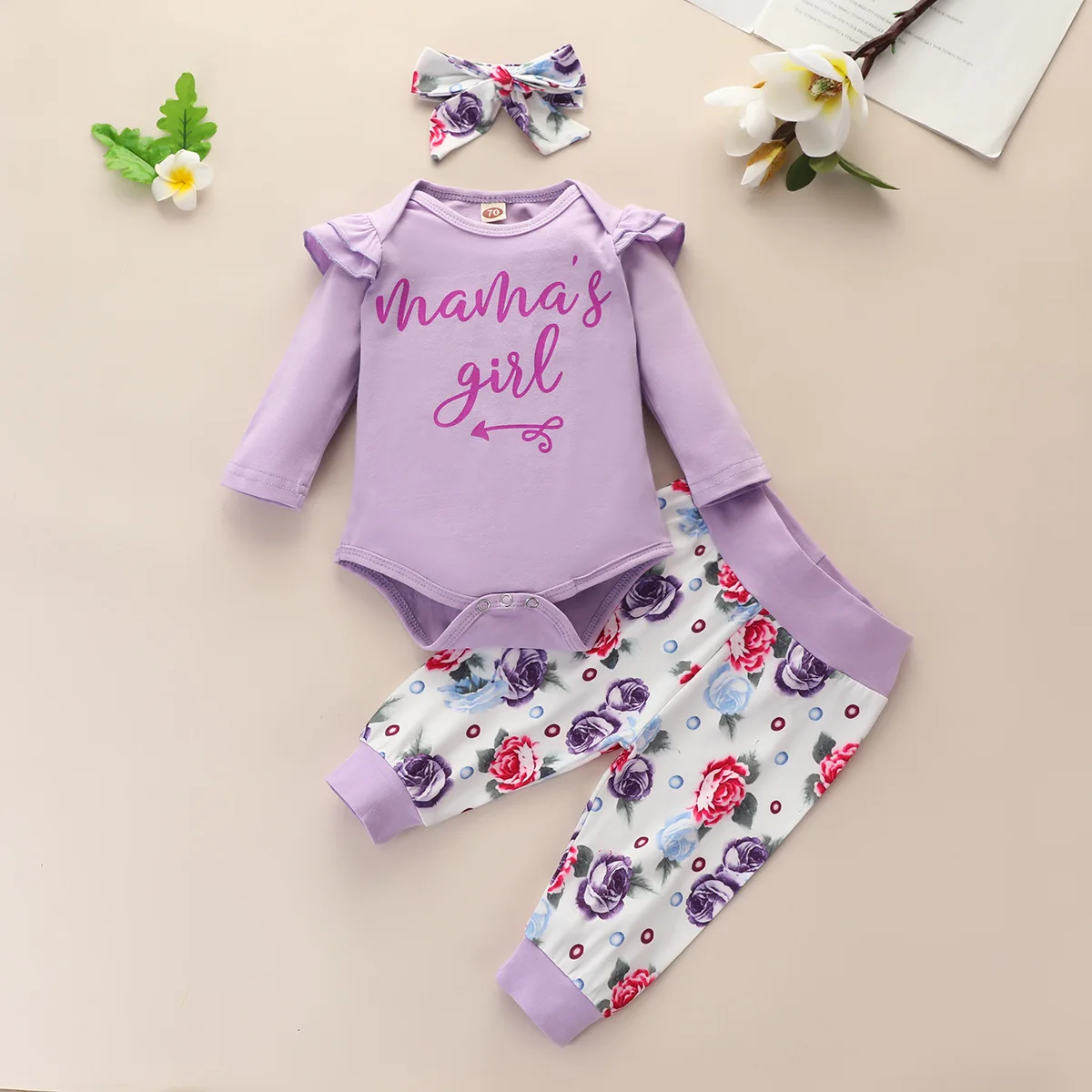 

Summer Toddler Baby Girl Clothes Set Sweet Newborn Clothing Letter Tops and Rose Print Outfits Infant Clothing Fashion Suit