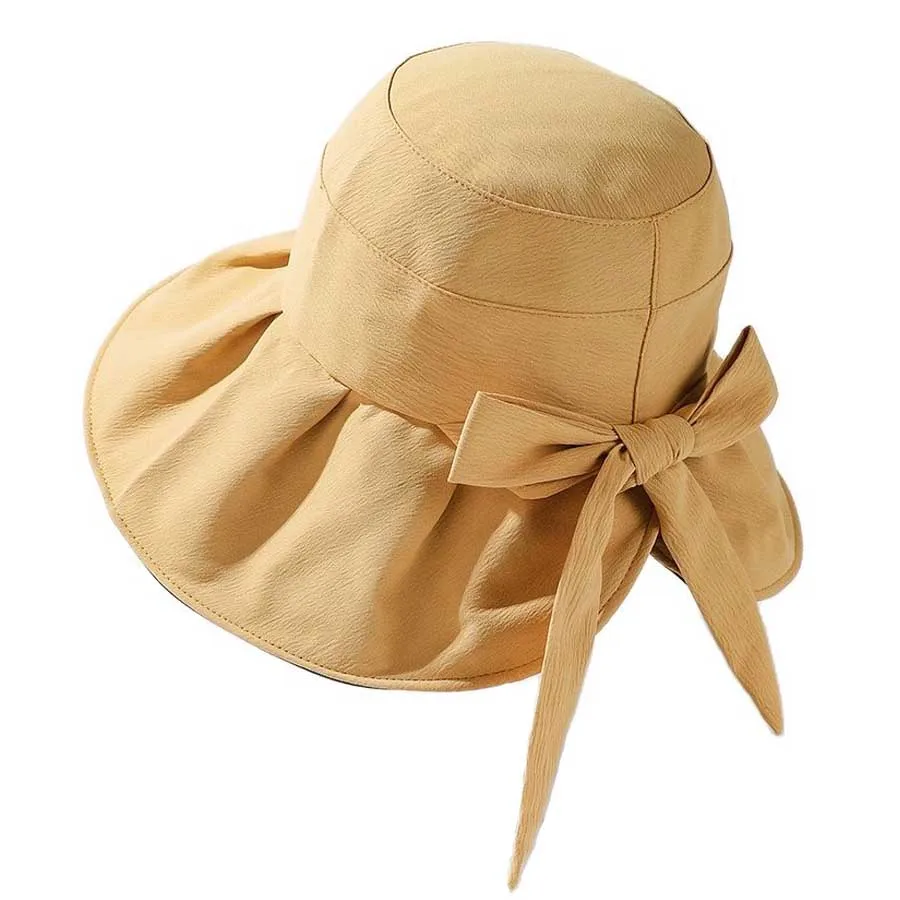 

New Summer Sun Hat Adjustable Wide Brim Beach Hat UV Protection Packable Sun Visor Hats With Bow