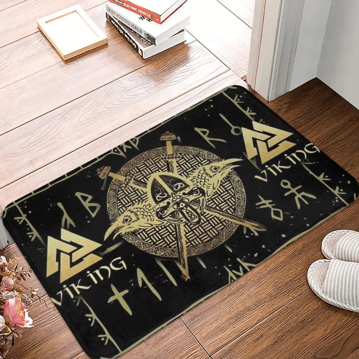 

Викинги, нескользящий Придверный коврик с флагом, Hugin, ретро коврик для ванной, кухонный коврик, домашний узор Decor