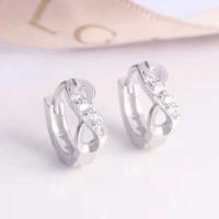 delicate silver colorgold color sparkling bow stud earrings with infinity clear cz women party luxury jewelry brincos