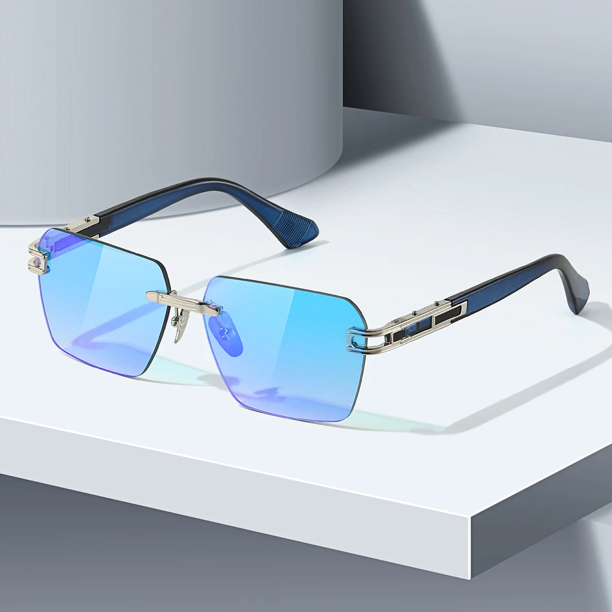 

2023 винтажные брендовые дизайнерские Квадратные Солнцезащитные очки для женщин и мужчин модные солнцезащитные очки без оправы стимпанк Роскошные Оттенки UV400