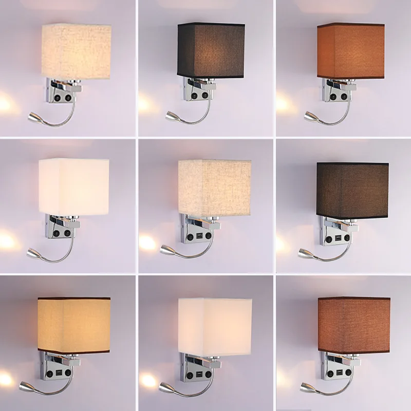 Luzes de Parede Led com Interruptor e Interface Moda Quarto Luminária Corredor Iluminação Arte Wandlamp Usb