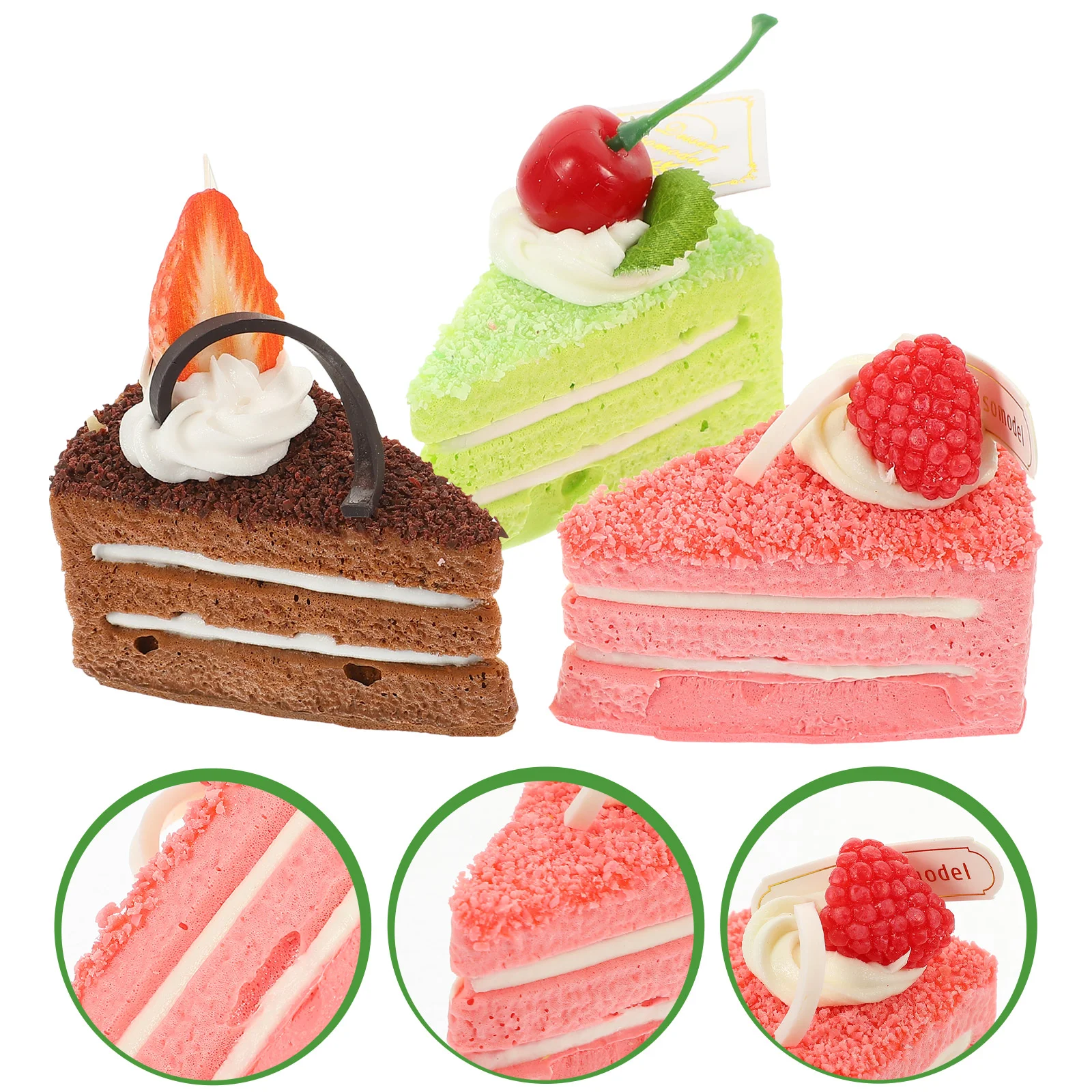 

3 Pcs Faux Cake Realistic Food Props Fake Desserts Photo Ornament Artificial Cupcake Birthday Toppers Cakes