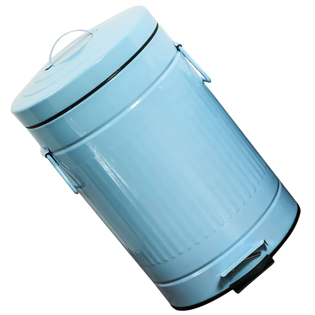 

Lidded Trash Can Kitchen Waste Container High Capacity Garbage Box Iron Rubbish