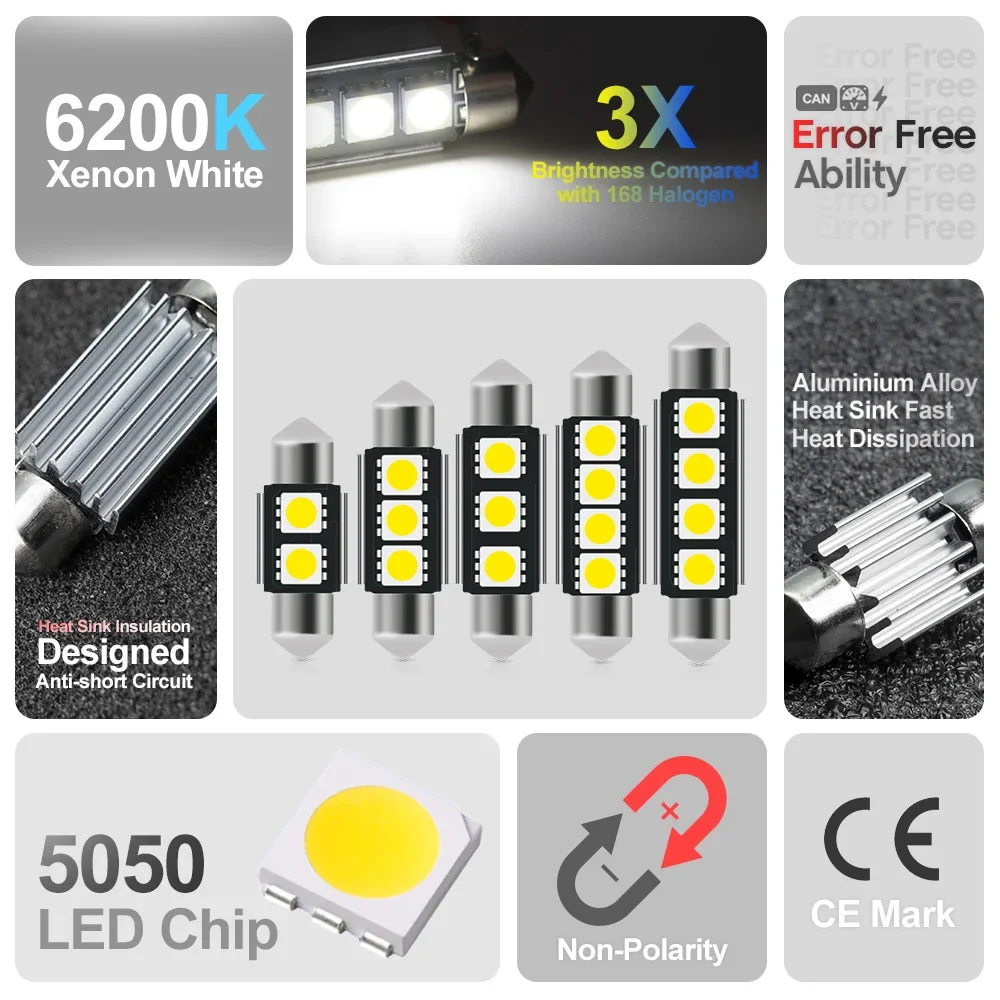 8X Светодиодная лампа для освещения салона автомобиля лампы 2012-2023 Ford Transit Custom Panel Van