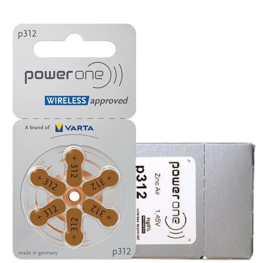 Батареи для слуховых аппаратов PowerOne P312 60 шт./10 карт 1 45 в 312 312A A312 PR41 цинковая