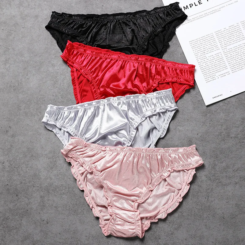 

SexyElastic Satin Pants Underwear Women's Low Waist Satin Briefs Cotton Crotch Soft Breathable Comfortable Underwear Women's