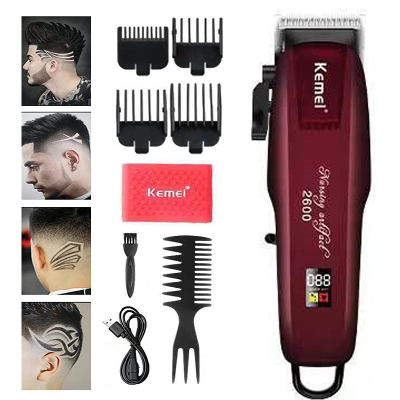 

Kemei KM-PG2600 Professional Men's Hair Clipper Strong Beard Hair Clipper Cordless Electric Edge Trimmer Rechargeable
