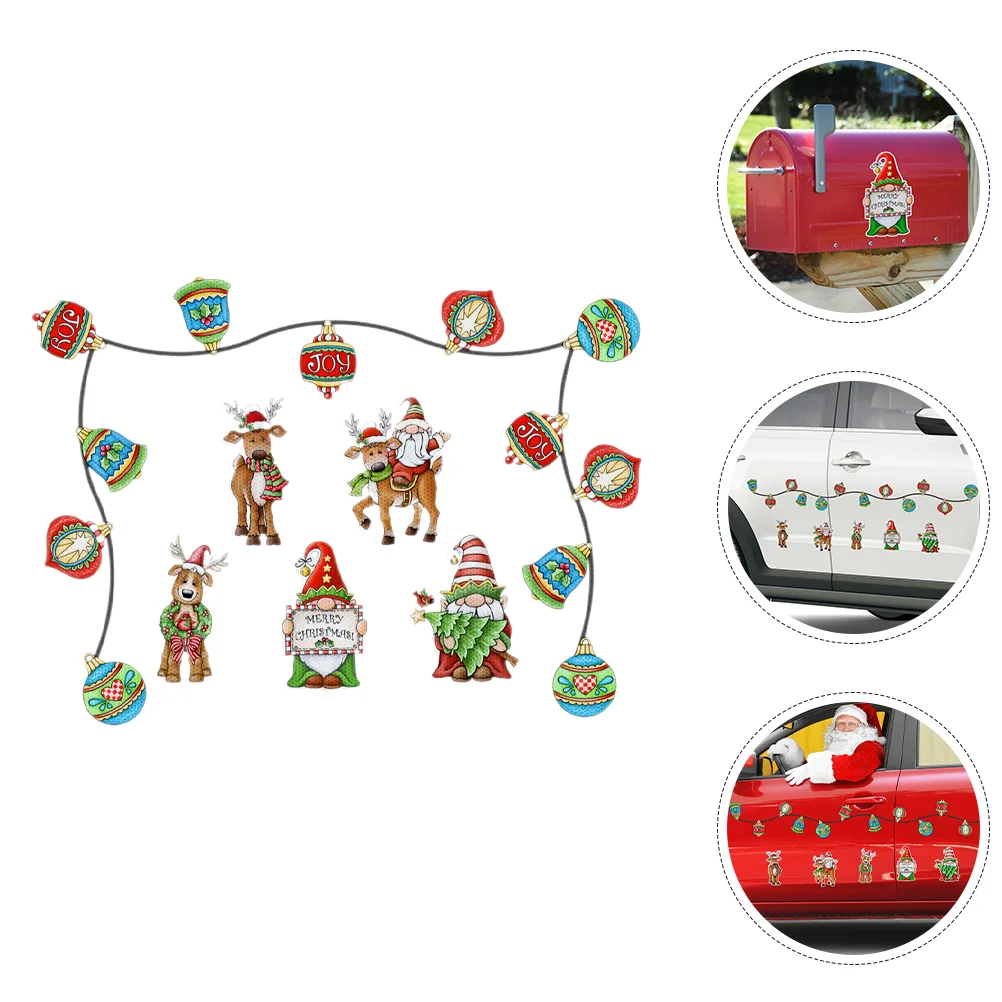 

1 set of DIY Car Magnet Decals Christmas Theme Magnet Stickers Car Reflective Decorations
