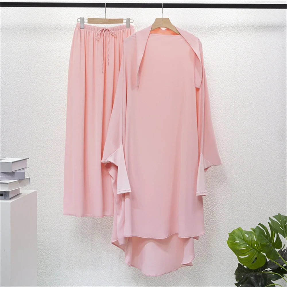 Ид Рамадан мусульманское женское молитвенное платье 2 шт. химар комплект юбки