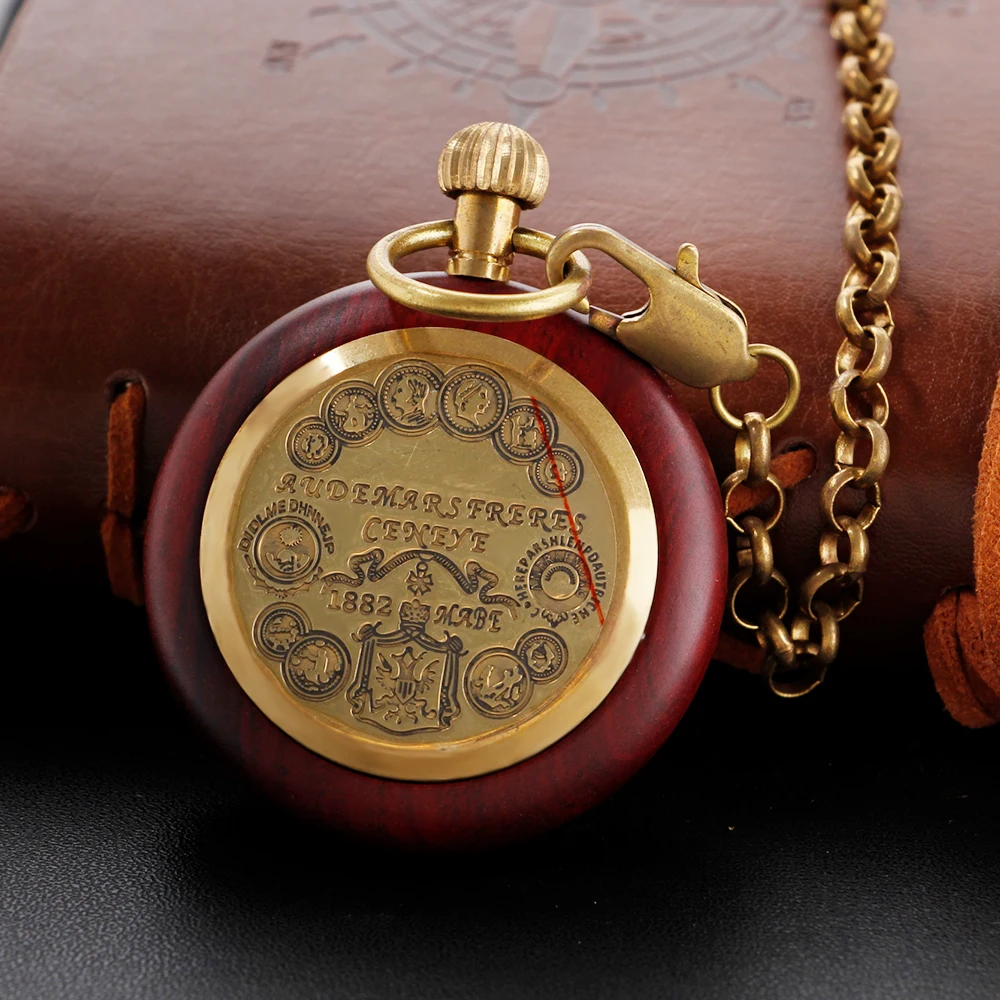 Vintage Wood Hollow Out Mechanical Pocket Watch High Quality Unisex Necklace Timing Pendant Mens and Women's Pocket Watch Renoj