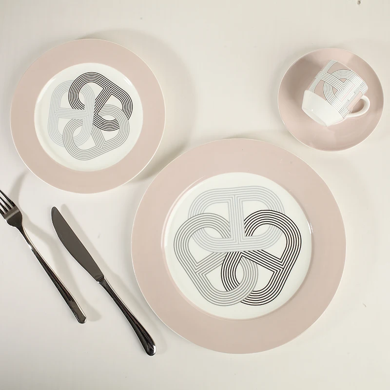 

Creative rainbow track table tableware set bone china plate and coffee cup set high quality afternoon tea household gift