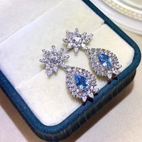 luxury 925 silver topaz drop earrings for party 4mm6mm vvs grade pear cut natural topaz dangle silver topaz jewelry
