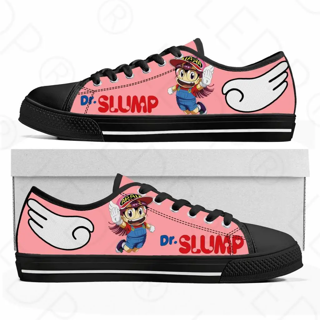 

Японские Аниме Мультфильмы Arale Dr Slump низкие кроссовки Мужские Женские подростковые высококачественные холщовые кроссовки пара обуви под заказ