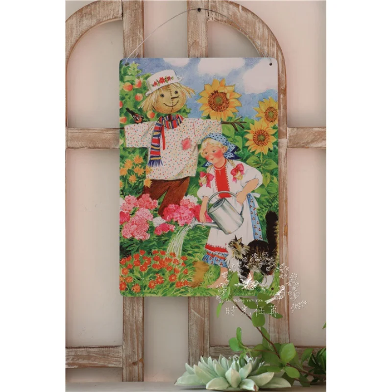 

A Variety of Retro Gardening Antique Characters Cat Iron Skin Painting Garden Courtyard Wall Decoration Gardening Groceries