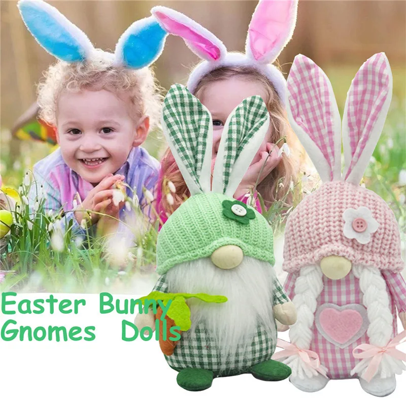 

2Pcs Plush Easter Faceless Gnome Rabbit Doll Reusable Home Decorations Plush Toys Spring Hanging Bunny Ornaments Kids Gift