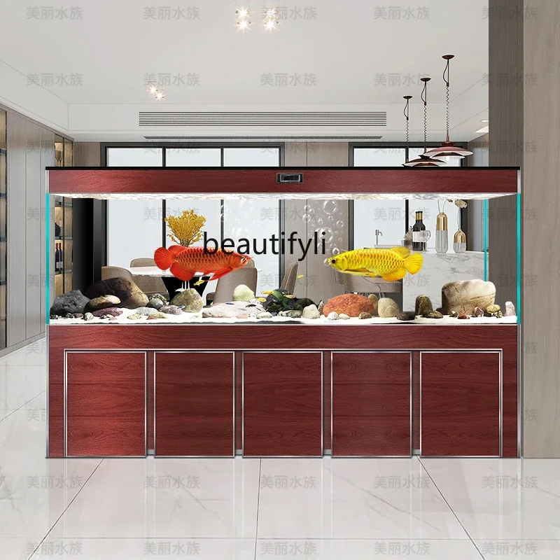 Ультра-белый стеклянный аквариум для гостиной большой от пола до потолка