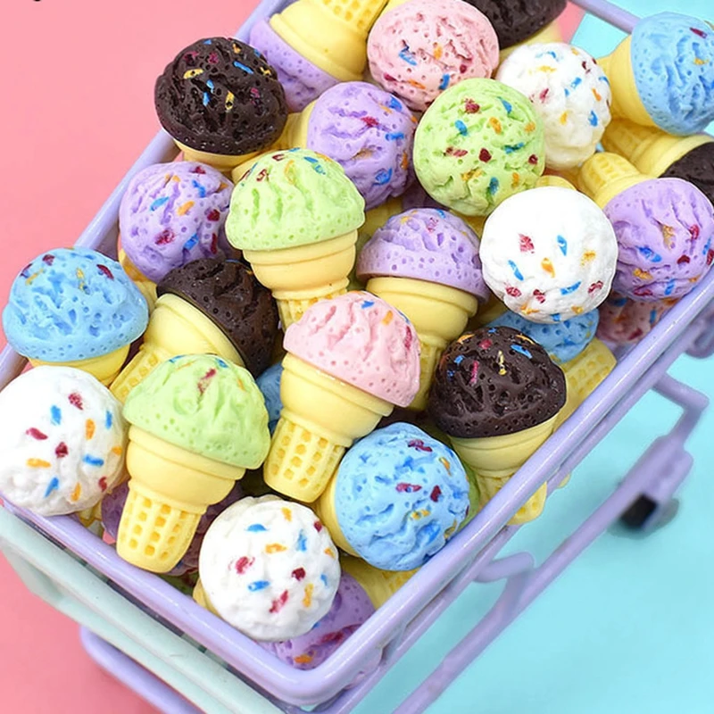

Cute Color coneIce cream cone Resin Cabochons Scrapbooking DIY Jewelry Craft Decoration Accessories 10pcs