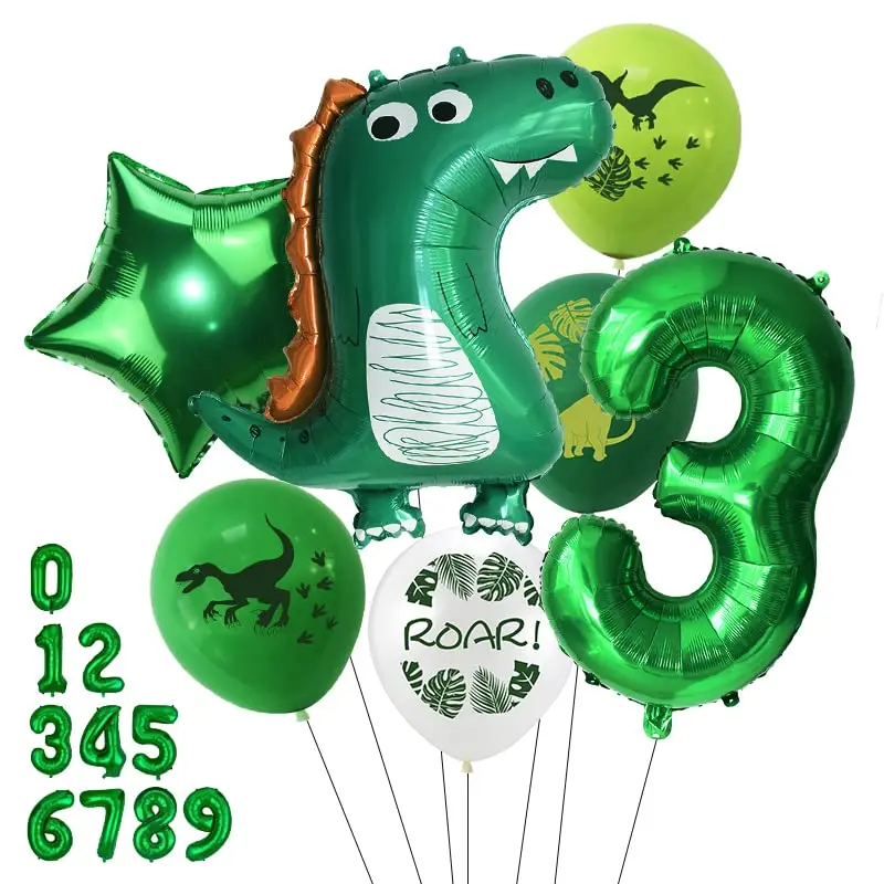 

7pcs/pack Baby Dinosaur Balloons Dinosaur Birthday Decorations Dino Number Balloon 1 2 3 4 5 6 7 8 9 Decor