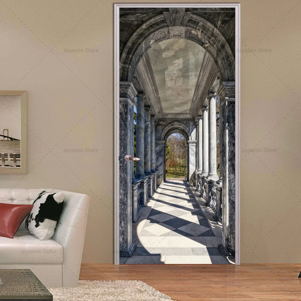 3D пейзаж дверная наклейка вид вверх к небу виниловая ПВХ водонепроницаемая