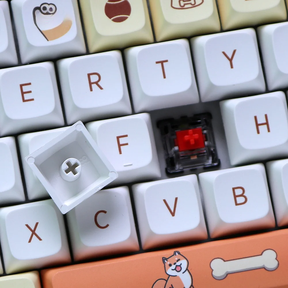 Японская механическая клавиатура Kawaill с 134 клавишами PBT для игр Double Shot GMK желтая