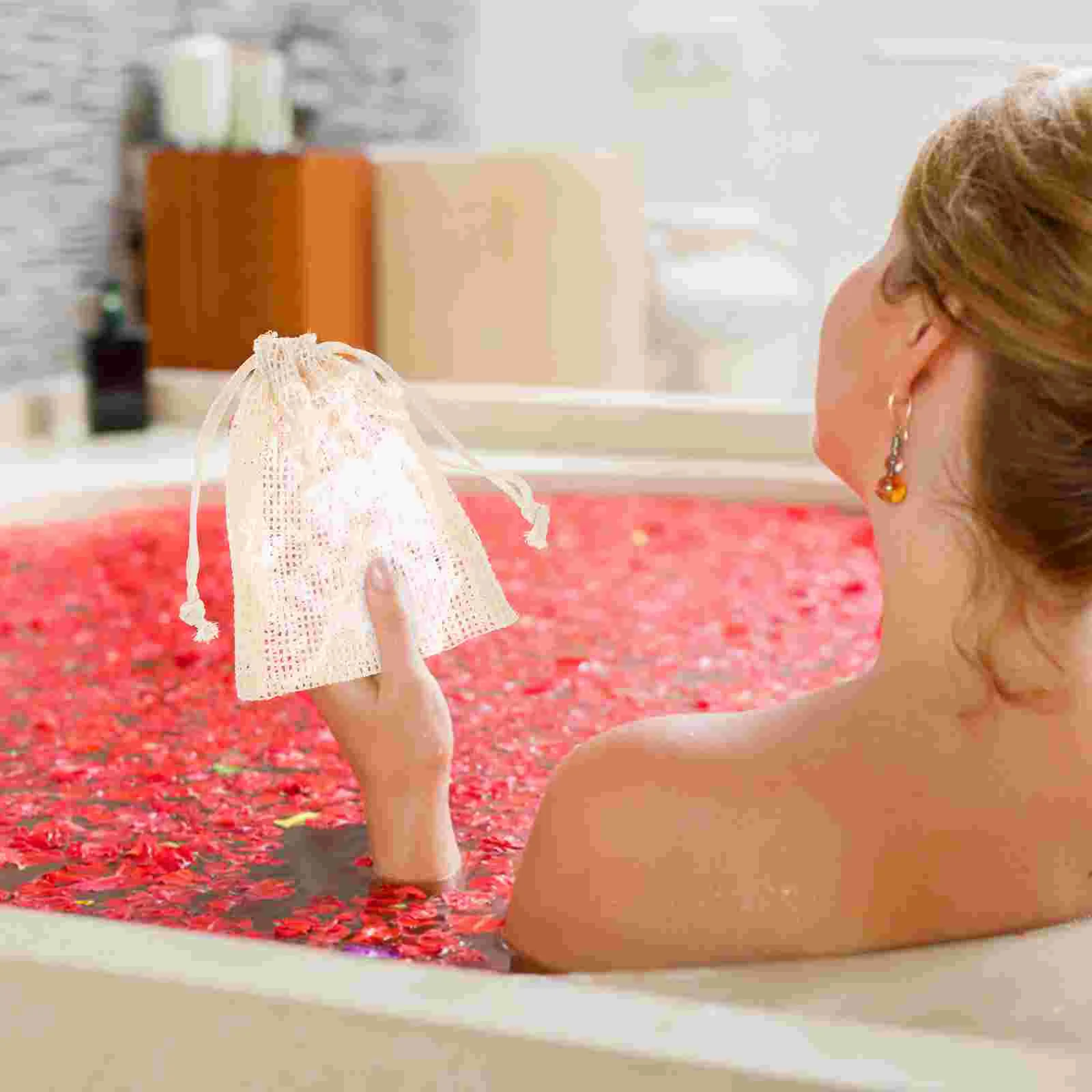 

Soap Exfoliating Saver Bath Mesh Sisal Pouch Body Scrubber Foaming Cotton Shower Towel Bathing Storage Bubble Defoliator Use