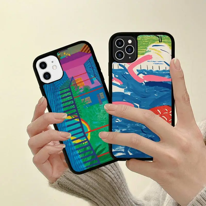 

David Hockney Art Phone Case Silicone PC+TPU Case For iPhone 14 11 12 13 Pro Max 8 7 6 Plus X XR Hard Fundas