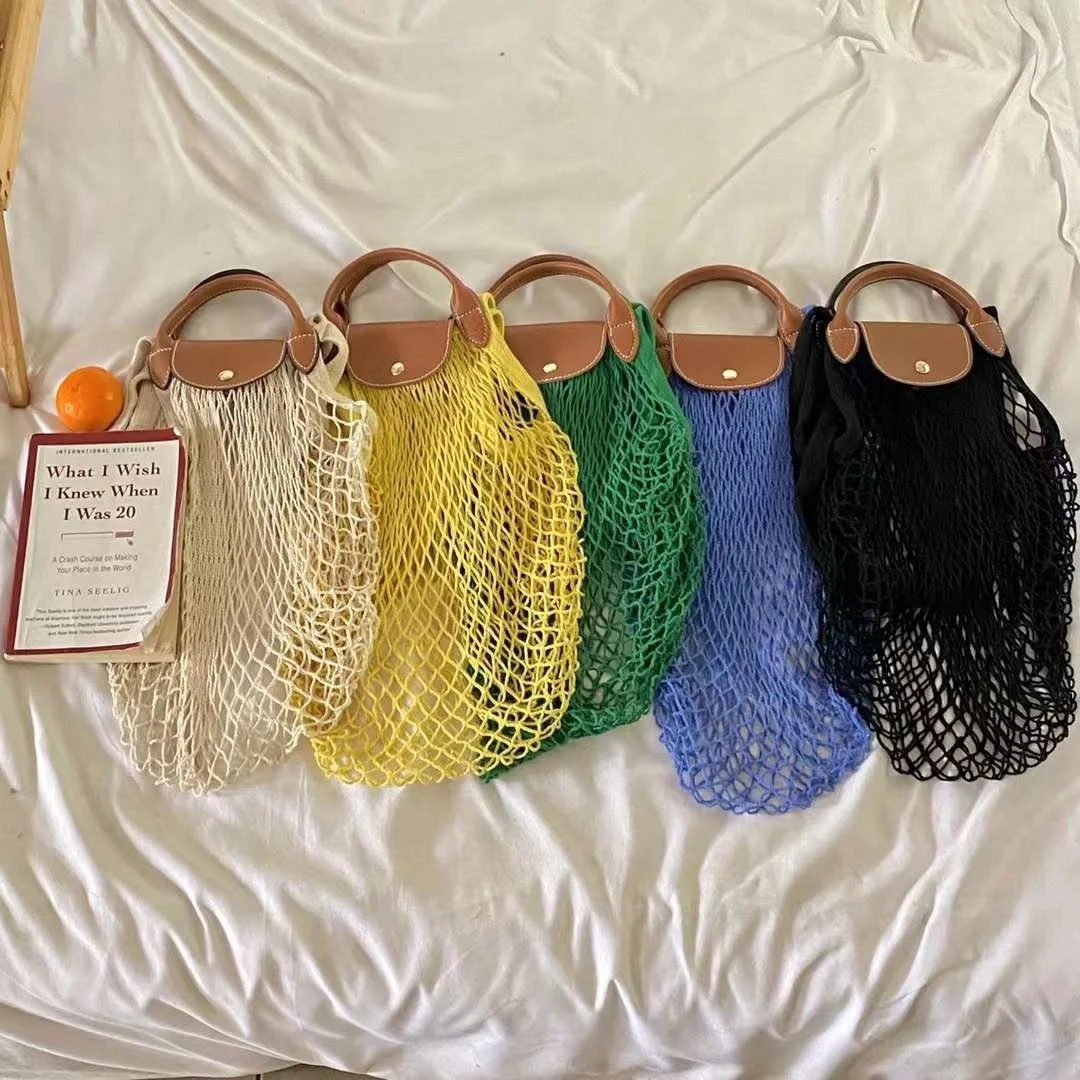 

Женская ажурная Сетчатая Сумка-тоут, брендовая дизайнерская сумка на плечо, модная плетеная маленькая сумка для покупок, лето 2023