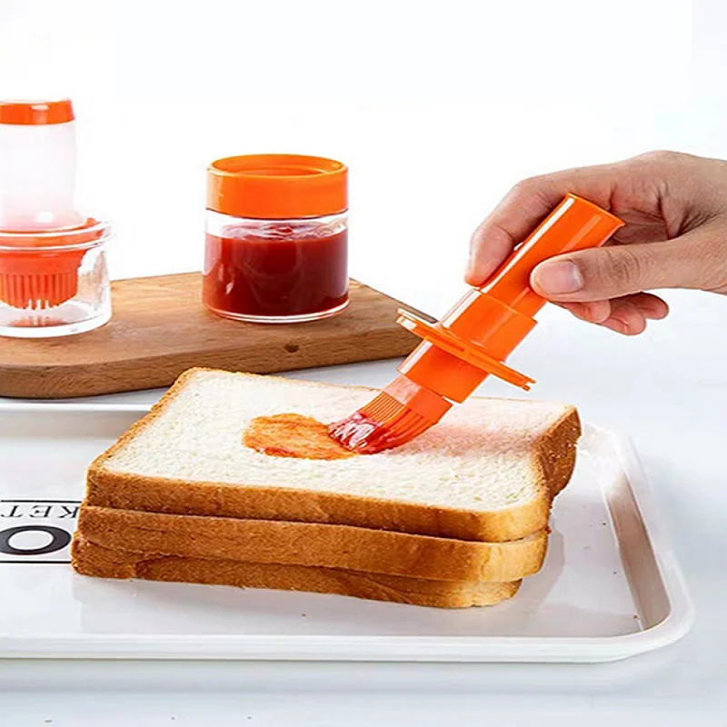 

Портативная силиконовая бутылка для масла с щеткой, устойчивая к слыханию щетка для барбекю, кухонные гаджеты, щетка для масла пуш-типа, Акс...