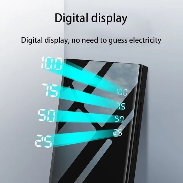 Fast Charging Power Bank Portable 30000mAh Charger 2USB Digital Display External Battery Flashlight For iPhone Xiaomi Samsung 2