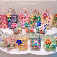 

2022 Fashion Woven Luxury Designer Handbag Child Women Shopping Bag Lady Girl Basket Flower Spring Bags Muti Color