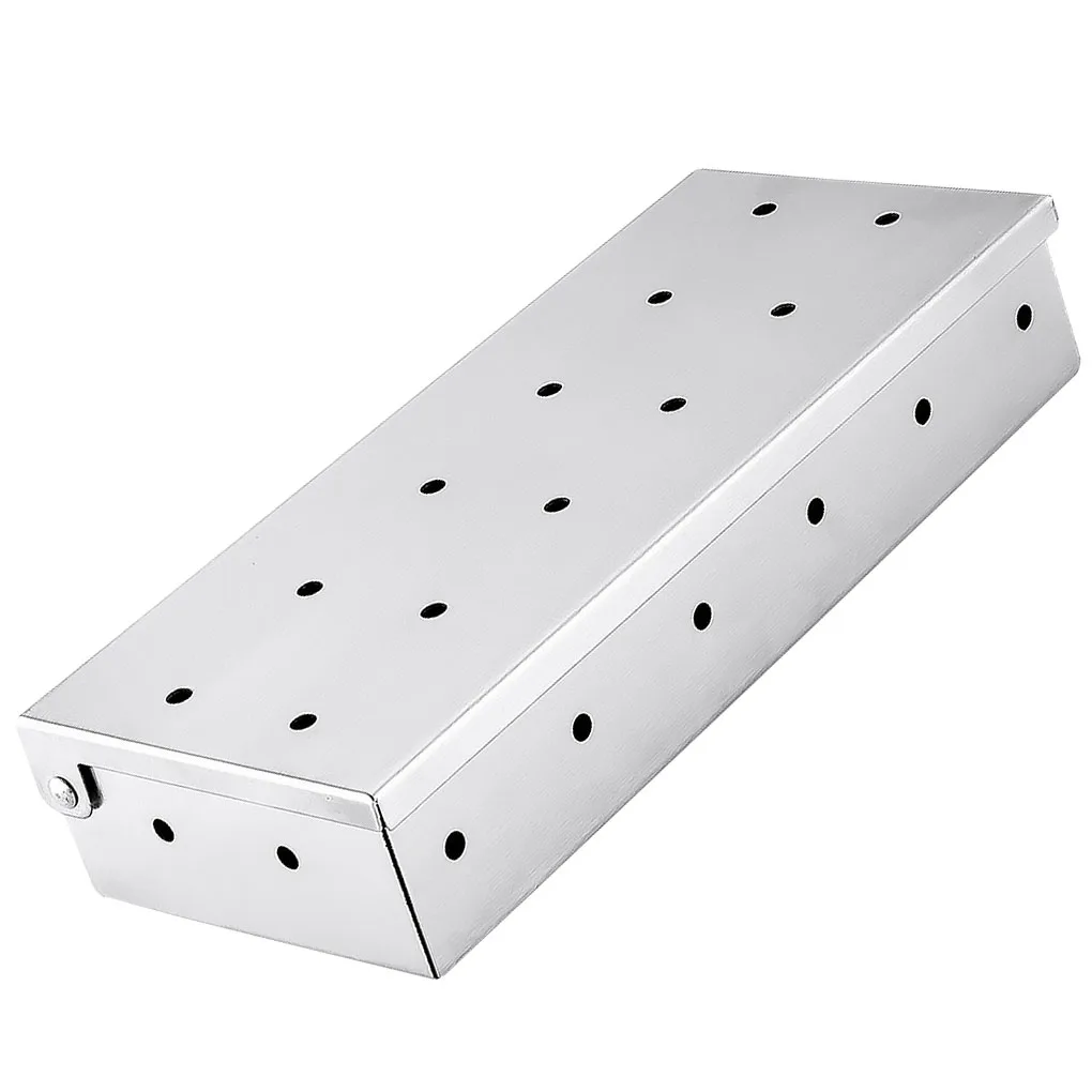 

Grill Smoker Box for Gas Charcoal Grill BBQ Wood Chips Large Capacity Stainless Steel Meat Smoky Flavor Box Barbecue Tools