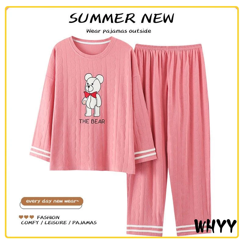 

Женская Хлопковая пижама, пижамный комплект, одежда для сна, женская пижама, осенне-зимний комплект из двух предметов, женская одежда для дома