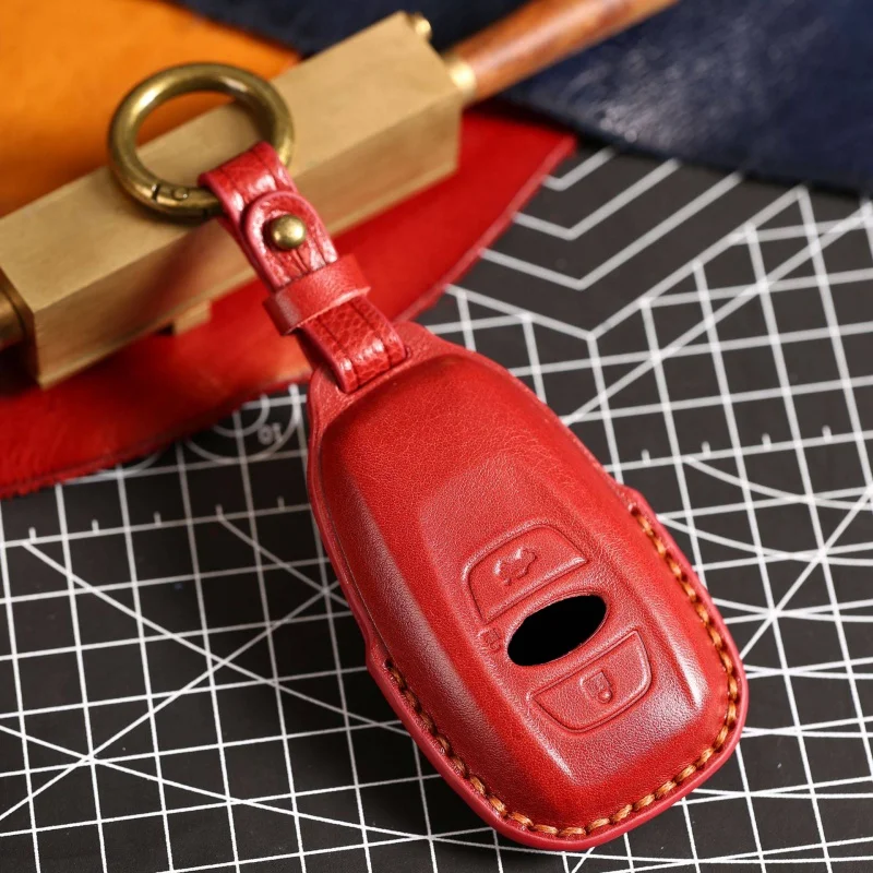 

For Leather Car Key Case Cover Fob Protector for Subaru Forester Wrx Brz Legacy Outback Impreza Keychain Holder Shell