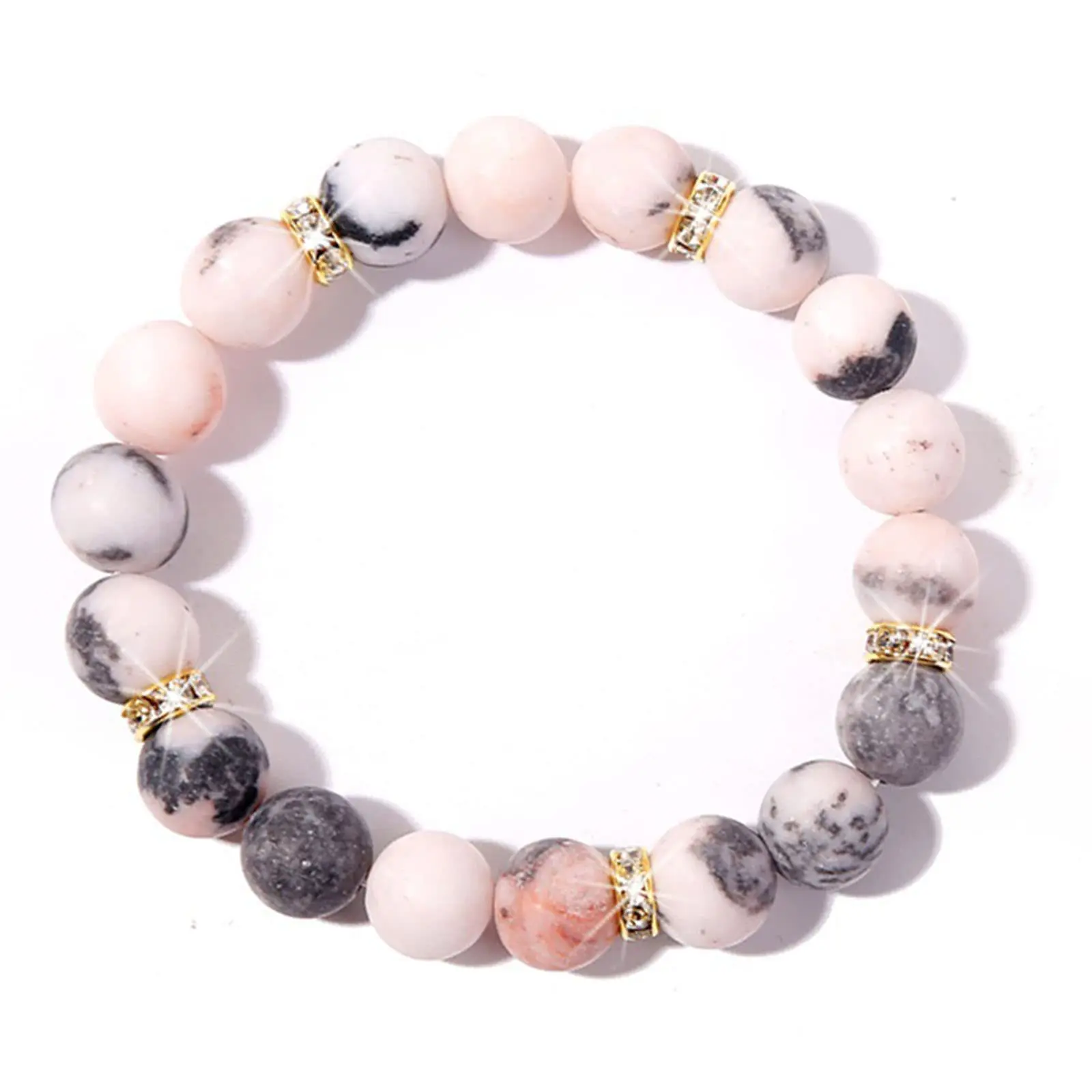 

Jewelry Eight Planets Bracelet Guard Star Natural Stone Frosted Pink Zebra Beaded Bracelet