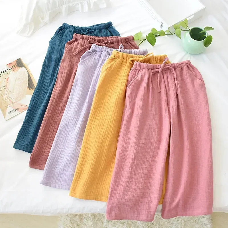 

Шорты мужские/женские из крепа, хлопковые домашние штаны, свободные укороченные тканевые брюки, разные цвета, большие размеры, лето 2023