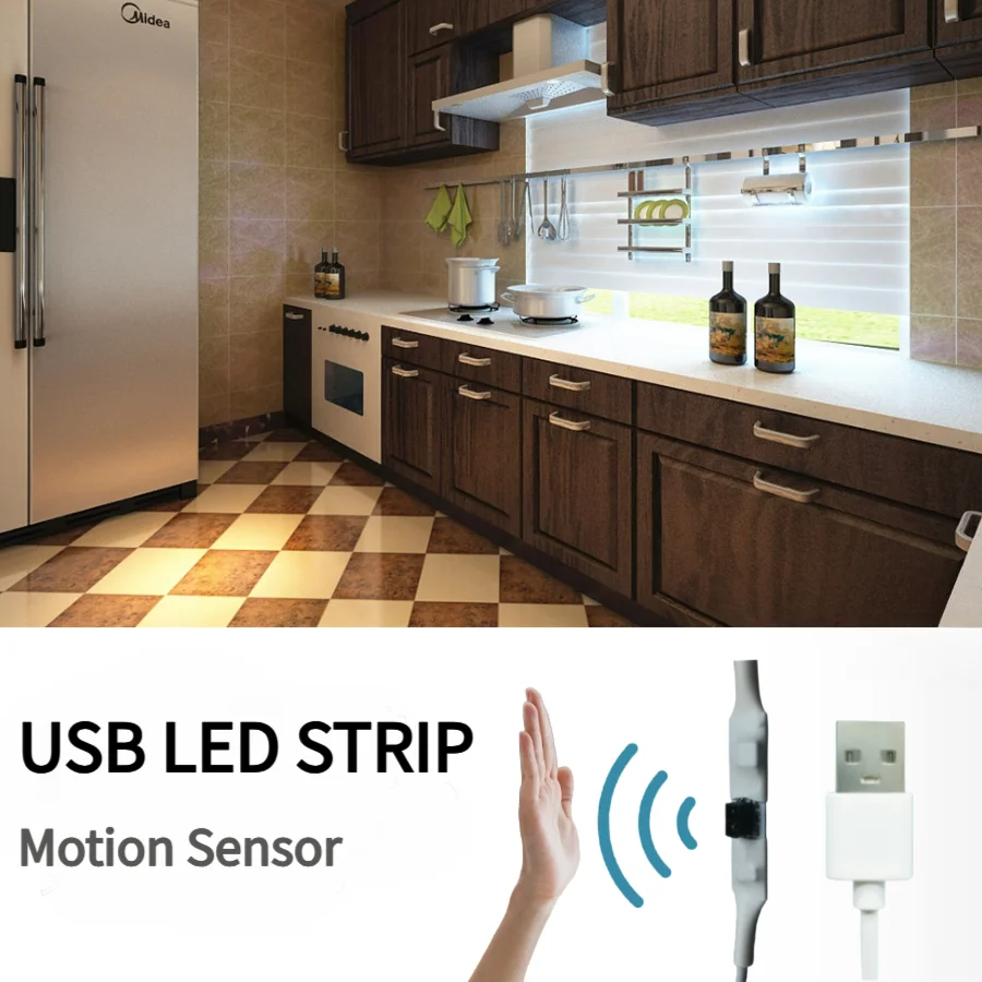 

USB LED Strip With Hand Sweep Human Motion Sensor 1M 2M 3M 5M Light Tape Decoration Ribbon for TV Kitchen Room