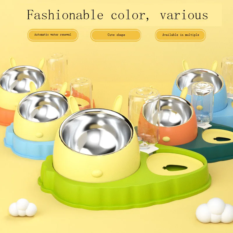 

Lovely Pet Feeding Double Bowl Stainless Steel Carrot Shaped Non slip Cat Bowl Dog Bowl Automatic Drinking Machine Cat Bowl