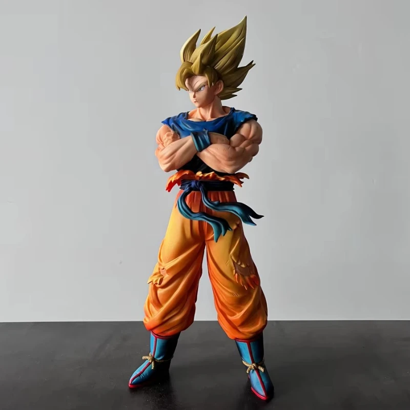 Фото В НАЛИЧИИ - Фигурка YJ 32 см/12,6 дюйма, Dragon Ball SSJ2 Гоку, аниме-фигурка Сон Гоку Супер Сайян 2, коллекционная модель, игрушка, подарок №4