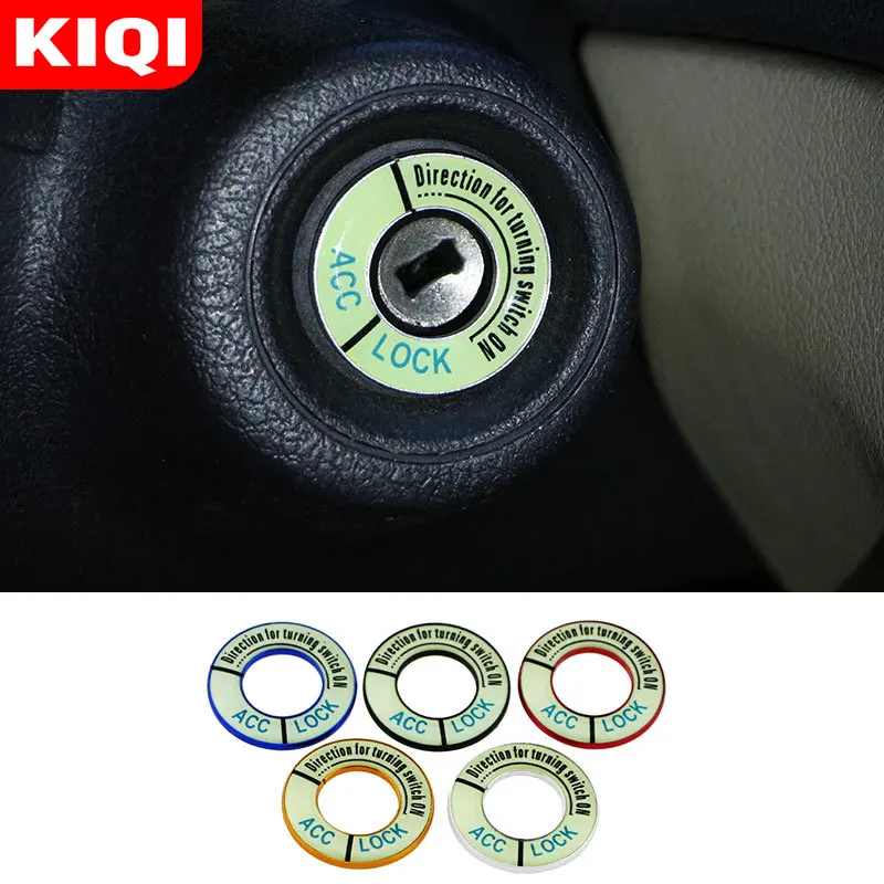 

KIQI Car Ignition Key Ring Cover Decorative Trim Luminous Stickers for Peugeot 208 301 307 308 2008 3008 5008 Accessories