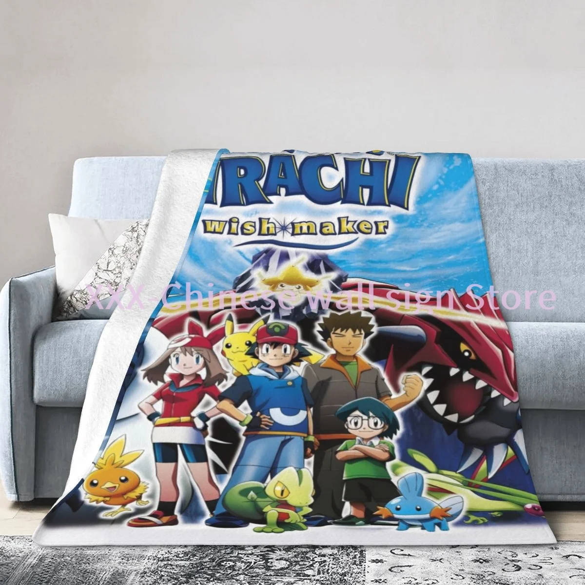 

anime 5D-Printed Blanket Pokemon Bikachu Flannel Blanket Bed Throw Soft Cartoon Printed Bedspread Bedspread Sofa Gift 3