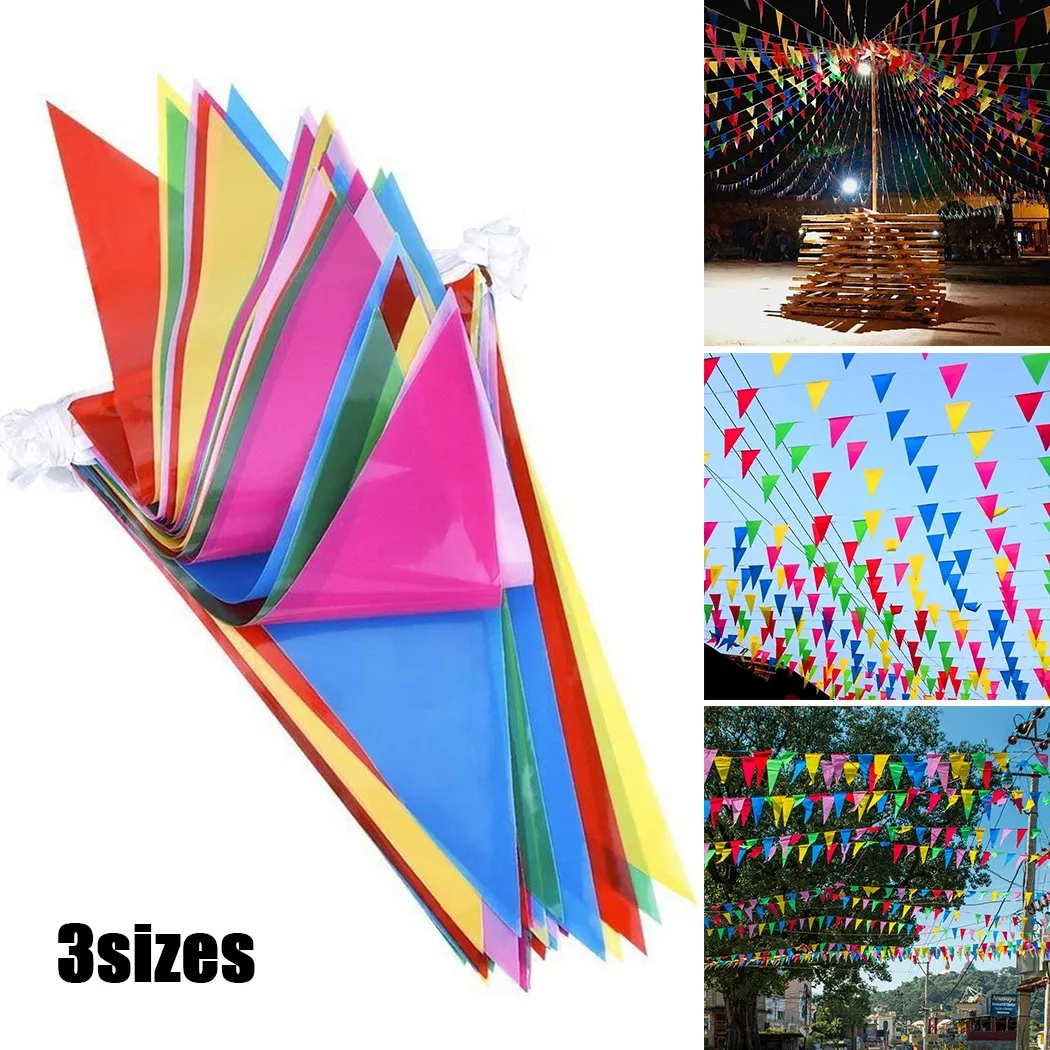 

Multi Colour Triangle Flag Bunting Party Event Home Garden Decoration Pennant Festival Holiday Birthday Wedding Festival Banner