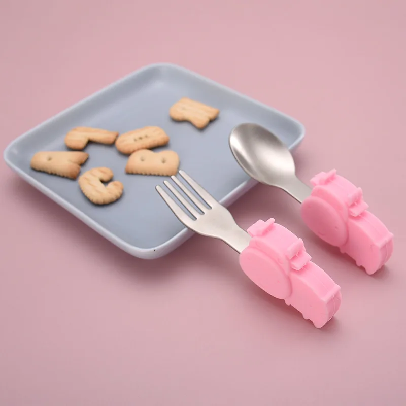 

Силиконовая ложка и вилка для детей, детские приспособления, Детская обучающая утварь для обучения еде, пищевая добавка, вилка, набор детско...