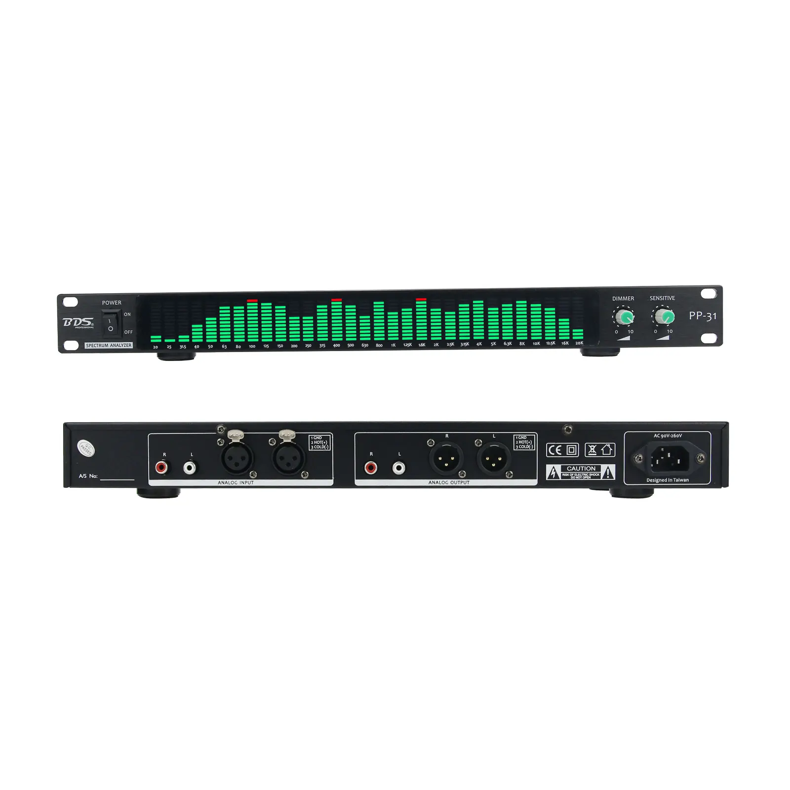 

BDS PP-31 Green/White/Blue Digital Audio Spectrum Analyzer Display 1U Music Spectrum VU Meter 31 Segments