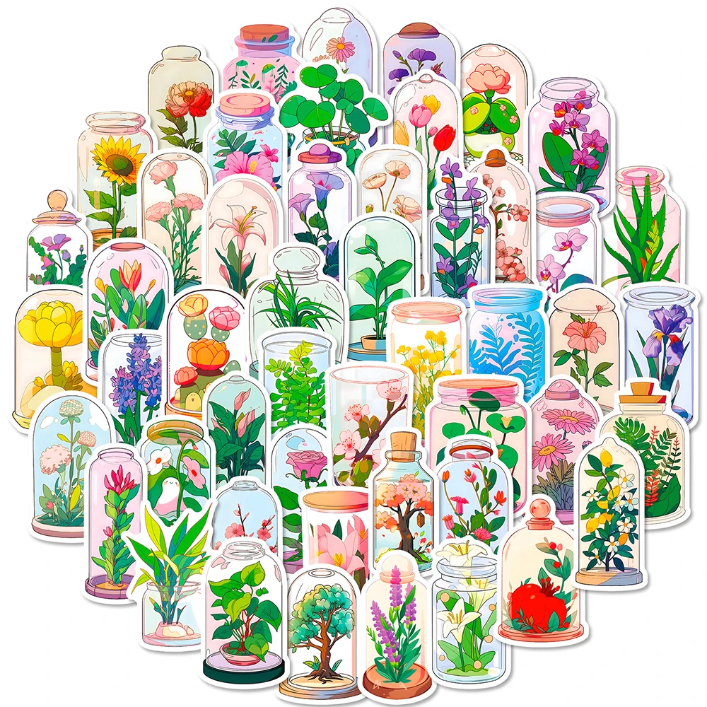 

10/50Pcs Bottle World Flowers Graffiti Stickers DIY Waterproof Helmet Notebook Decoration Wall Guitar Notebook Pencil Case Decal