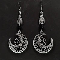 gothic crescent bat earrings for women fashion witch jewelry gift accessories mysterious pentagram charm earring woman handmade